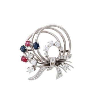 SCHILLING 'SCHILLING' Schleifenbrosche mit 6 Brillanten