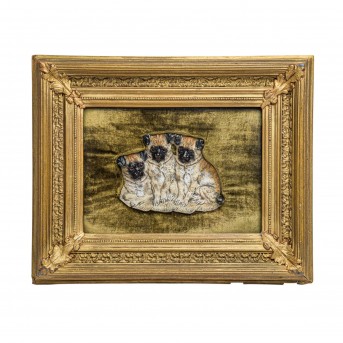 Wohl BERGMANN, FRANZ (1861-1936), Figurenrelief "3 Mopshunde", 19./20. Jh.