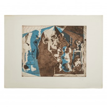 CASTILLO, JORGE (geb. 1933), "Großer Kopf (Atelierszene)",