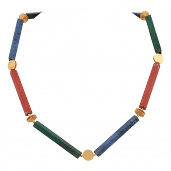 Designer necklace made of long gemstone prisms,