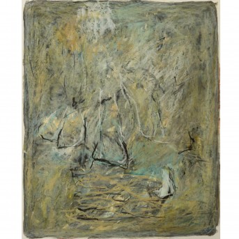 ARTIST of the 20th/21st century, "Abstract composition in green and yellow tones",