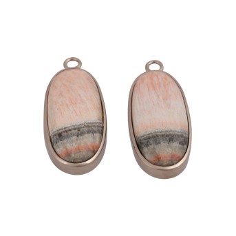 Einhänger für Ohrstecker (Paar). Bes. mit 2 ovalen Diorith Cabochons 31 ct.