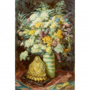 AICH, RICHARD (Geislingen 1886-1975), 'Blumenstrauß mit Buddha',