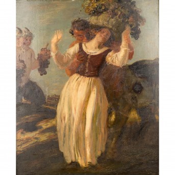 Painter of the 19th/20th century, "Faun and nymph".