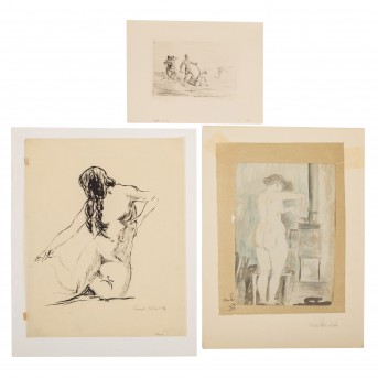 Konvolut 3 Zeichnungen und Grafiken: DÄHMCKE, STEINBECK, WENCK, 1920er/30er Jahre,