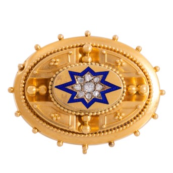 Historismus feine Brosche mit Diamantrosen zus. ca. 0,15 ct