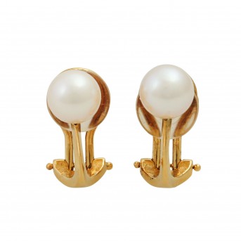 Paar Ohrclipse, bes. mit 2 Zuchtperlen.