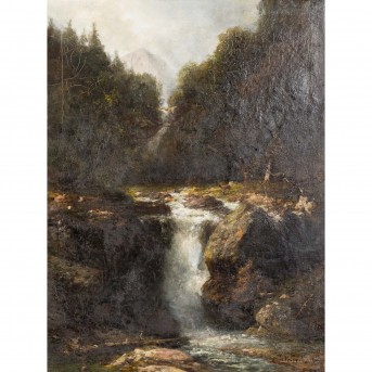 POEPPEL, RUDOLPH (1813-1889) "Gebirgsbach im Hochgebirge"