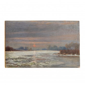 DIELMANN, J. F., wohl JULIUS (1862-1931), "Sonnenuntergang über dem See",