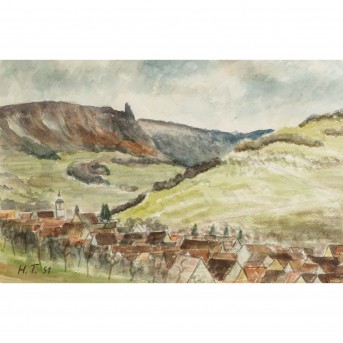 MONOGRAMMIST H. T. (Künstler/in 20. Jh.), "Blick auf Weilheim",