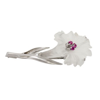 Brosche mit Bergkristallblüte,