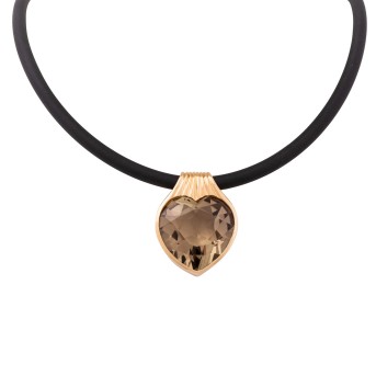 Anhänger mit herzförmig facettiertem Rauchquarz,