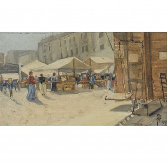 MONOGRAMMIST TW oder TM (?; Maler/in 19./20. Jh.), 'Markt in südlicher Stadt',