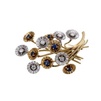 Flower brooch with 6 diamonds