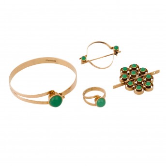 BLUME jewelry set with chrysoprase, 