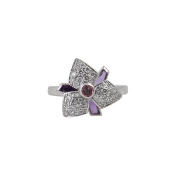 CARTIER CARTIER 'Caresse d'Orchidée' Damenring. Bes. mit Diamanten ca. 0,35 ct. u. Amethyst u. 1 Granat Cabochón.