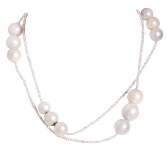 Lange Kette mit 15 Südseeperlen,