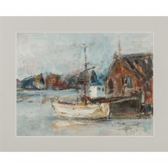 NORDDEUTSCHE/R MALER/IN 20. Jh., 'Segelboote im Hafen',