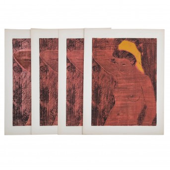 LÜBTOW, FRED von (1908-1994), 4x 'Akt mit gelbem Kopftuch',