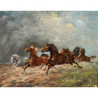 KISS (Maler/in 20. Jh.), 'Fliehende Pferde',