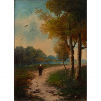 MALER DES 19./20. JAHRHUNDERTS. 'Frau im Wald'