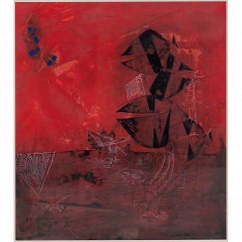 ANDERSEN, ERLING (1937-2010), 'Abstrakte Komposition in Rottönen',