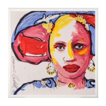 CASTELLI, LUCIANO (born 1951), foulard for BALLY &quot;Composition with portrait of a woman&quot;,