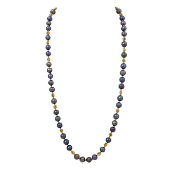 Perlenkette mit 20 antiken Goldelementen,