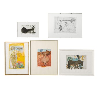 FOERSTER, HEIDI (born 1932), 5 etchings, 3 of them colored,