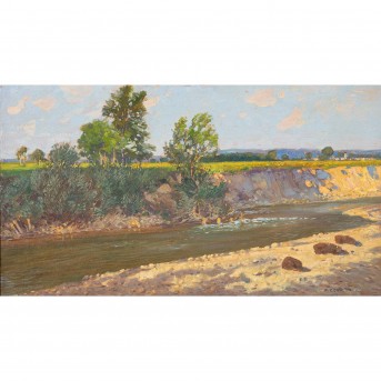 GOTTFRIED, OSWALD (1869-1949) 'River Landscape in Sunlight'