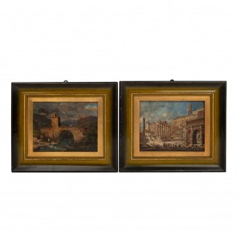 KOPISTEN um 1900, Paar italienische Landschaften,