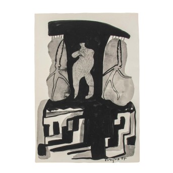 BARFUSS, INA (geb. 1949), 'Komposition in Schwarz und Grautönen',