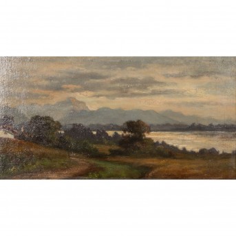 MALER DES 19./20. JAHRHUNDERTS, 'Kleine Landschaftsszene mit Gebirge',