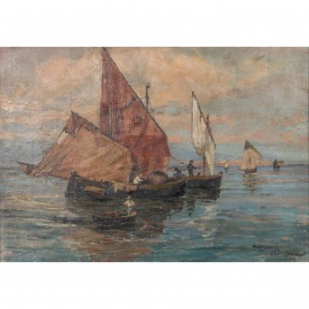 HOLTZMANN (Maler/in 19./20. Jh.), 'Alte Segelboote',