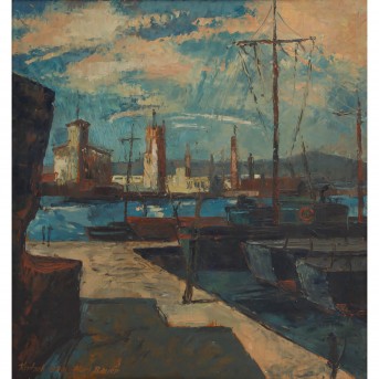 BAUER, KARL (Maler 1. Hälfte 20. Jh.), 'Hafen in Kertsch, Krim',