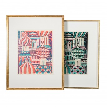 RICHTER-BREHDE, MARGOT (1907-?), 2 Varianten 'Kirchen mit Zwiebeltürmen',