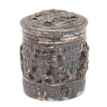 Silver lidded box. BURMA,