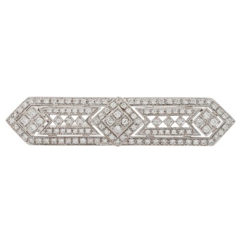 Bar brooch with diamonds totaling 1.53 ct, 