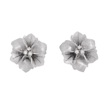 Ohrclips 'Blüte' mit 6 Achtkantdiamanten,