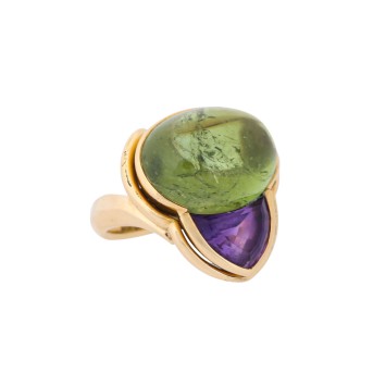 JACOBI JACOBI Ring mit feinem Turmalin und Amethyst,