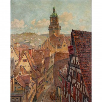VOLBORTH, COLOMBA von (1894-?), 'Stuttgart, Blick auf die Altstadt mit Rathausturm',