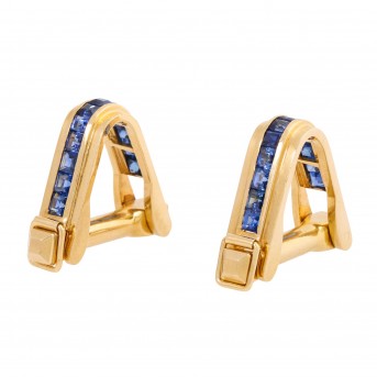 Cufflinks with faceted sapphires 