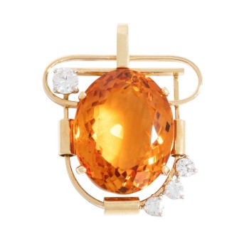 Anhänger mit Citrin und 4 Brillanten,