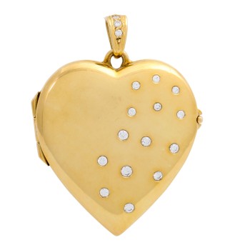 Herzmedaillon besetzt mit 17 Brillanten
