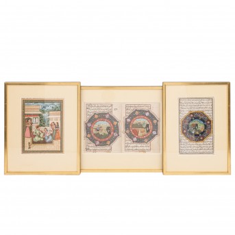 4 Miniaturmalereien in 3 Rahmen. INDIEN/PERSIEN, um 1900.