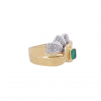 Ring mit Smaragd ca. 0,4ct und 10 Brillanten