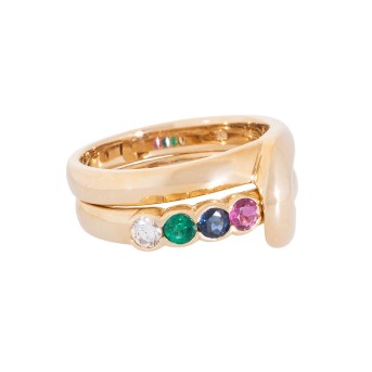 CANTELLI double ring with brilliant-cut diamond, 