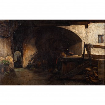 AMBROS, Wilhelm, ATTRIBUED (1868-1925), 'Young woman in the kitchen',