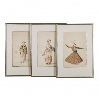 MALER/IN des 19. Jh, 3 Aquarelle,