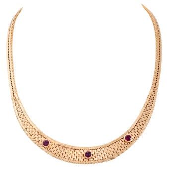 Collier mit 3 Rubinen